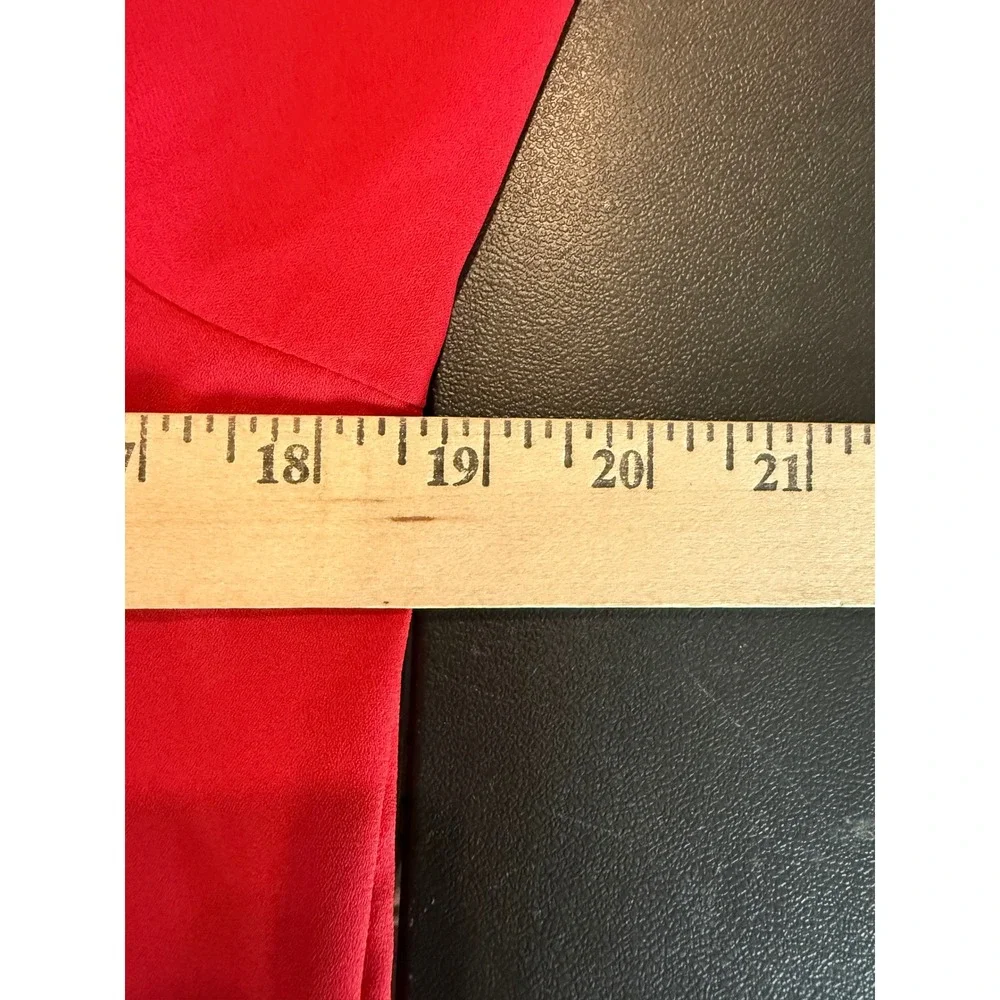 My Michelle Womens Small Blouse Red 3/4 Roll Tab Sleeve Zipper‎ Pocket High Low - Picture 5 of 11